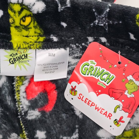 The Grinch Women's Black Plush Christmas Holiday Pajama Pants Size M NWT - Picture 6 of 11